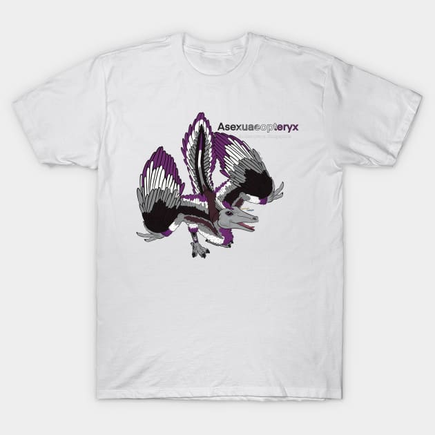 Asexuaeopteryx w/Text - Asexual Pride Archaeopteryx T-Shirt by tygerwolfe